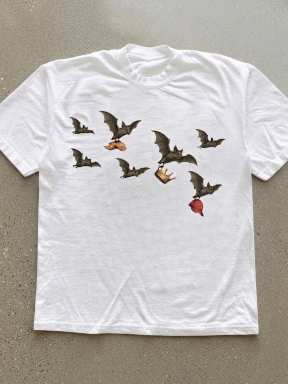 Bats Graphic Print Art Aesthetic White Gildan T-Shirt